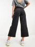 Фото #8 товара Pimkie high waist exposed button detail wide leg jeans in black