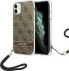 Guess Etui Guess do iPhone 11 brązowy hardcase 4G Print Strap