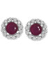 Фото #6 товара Ruby (1-3/8 ct. t.w.) & Diamond (1/10 ct. t.w.) Halo Stud Earrings in Sterling Silver