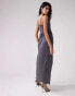 ASOS DESIGN satin cami midi dress with drape skirt in charcoal