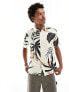 Superdry Hawaiian shirt in silhouette off white