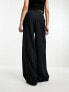 ASOS DESIGN folded front wide leg trouser in black