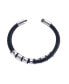 ფოტო #3 პროდუქტის Silver and Leather Double Band Secure Clasp Bracelet