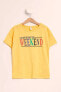 Sarı Kız Çocuk Baskılı Kısa Kollu T-shirt