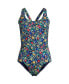 Фото #1 товара Petite Chlorine Resistant X-Back High Leg Soft Cup Tugless Sporty One Piece Swimsuit