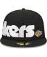 Фото #4 товара Men's Black Los Angeles Lakers Checkerboard UV 59FIFTY Fitted Hat
