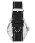 ფოტო #2 პროდუქტის Men's Black Genuine Leather Strap with White Contrast Stitching Watch 42mm