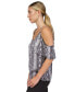 ფოტო #3 პროდუქტის Women's Snakeskin-Print Cold-Shoulder Chain Top