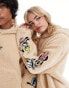 Фото #2 товара ASOS DESIGN Disney unisex oversized borg boxy hoodie with Mickey Mouse & Friends embroidery in beige