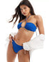 South Beach crinkle high leg bikini bottom in cobalt blue