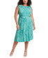 ფოტო #1 პროდუქტის Plus Size Printed Belted Fit & Flare Dress