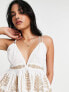 Topshop contrast broderie plunge cami in ivory