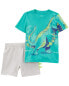 Фото #4 товара Toddler 2-Piece Dinosaur Tee & Short Set 3T