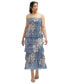 ფოტო #1 პროდუქტის Women's Ruffle Tiered Skirt Metallic Pleated Strapless Midi Dress with Floral Gold Foil Print