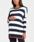 Фото #2 товара Women's Bold Stripe Cotton Knit Maternity and Nursing Jumper