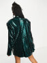 Фото #2 товара Kyo The Brand sequin blazer 3 piece co-ord in green