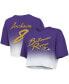 ფოტო #2 პროდუქტის Women's Threads Lamar Jackson Purple, White Baltimore Ravens Drip-Dye Player Name and Number Tri-Blend Crop T-shirt