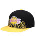 Men's Black, Gold Los Angeles Lakers Hardwood Classics Low Big Face Snapback Hat