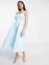 ASOS DESIGN corset midi prom dress in pale blue