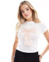 Miss Selfridge lace bow tee in white Белый, 32 - фото #1