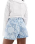 Фото #3 товара ONLY high waisted rose lasered short in light wash denim