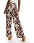 New Look wide leg trousers in palm print