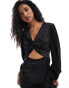 Фото #2 товара Vila long sleeve satin maxi dress with cut out in black