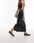 Topshop leather look midi skirt in black snake print