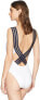 Фото #2 товара Kenneth Cole New York Women's Wide Band V-Neck Cross Back One Piece Swim Size XL