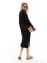 Vero Moda long sleeved crochet midi dress in black M - фото #3