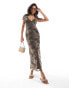 Фото #1 товара ASOS DESIGN mesh cutaway tea dress with bust seams and cape back in leopard print