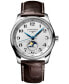 ფოტო #1 პროდუქტის Men's Swiss Automatic Master Brown Leather Strap Watch 40mm