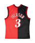 Фото #3 товара Men's Allen Iverson Black, Red Philadelphia 76ers Hardwood Classics 2000-01 Split Swingman Jersey