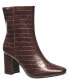 H Halston Women's Ella Heeled Croco Boots