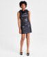 Women's Faux-Leather Cowl-Neck Dress, Created for Macy's Черный, 4 - фото #1