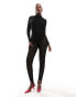 Фото #3 товара ASOS DESIGN lace high neck long sleeve stirrup unitard in black