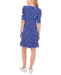 ფოტო #2 პროდუქტის Women's Printed Round-Neck Puff-Sleeve Knit Dress