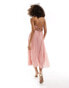 Фото #3 товара ASOS DESIGN pleated bodice strappy pleat midi dress with tie back detail in pink