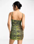 Фото #2 товара AllSaints Gloria rouched mini dress in green snake