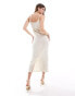 Vila textured cami midi dress in cream