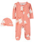 Фото #4 товара Baby 2-Piece Floral Sleep & Play & Cap Set 6M