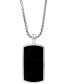 Фото #1 товара EFFY® Men's Black Agate Dog Tag 22" Pendant Necklace in Sterling Silver