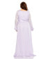 ფოტო #2 პროდუქტის Plus Size Striped Faux Wrap Bishop Sleeve Gown