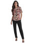 ფოტო #5 პროდუქტის Women's Printed Balloon-Sleeve Twist-Neck Top