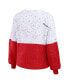 ფოტო #3 პროდუქტის Women's White, Scarlet Nebraska Huskers Colorblock Script Pullover Sweater