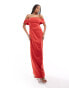 Anaya bardot satin maxi dress in red Томатно-красный, 42 - фото #1