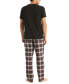 ფოტო #2 პროდუქტის Men's Plaid Pajama Pants & Solid Pajama T-Shirt Set