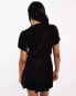 Фото #2 товара Threadbare wrap front plisse playsuit in black