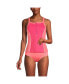 Фото #1 товара Women's Chlorine Resistant High Neck Zip Front Racerback Tankini Swimsuit Top
