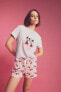 Фото #2 товара Fall In Love Disney Mickey & Minnie Kısa Kollu Şortlu Pijama Takımı B3650axpn149